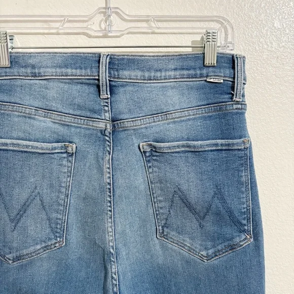 Mother High Waisted Rider Ankle Fray Straight Leg‎ Jeans in Party Like A Pirate